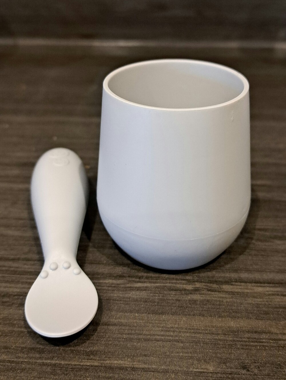Ezpz Tiny Cup And Tiny Spoon In Grey Baby Feeding